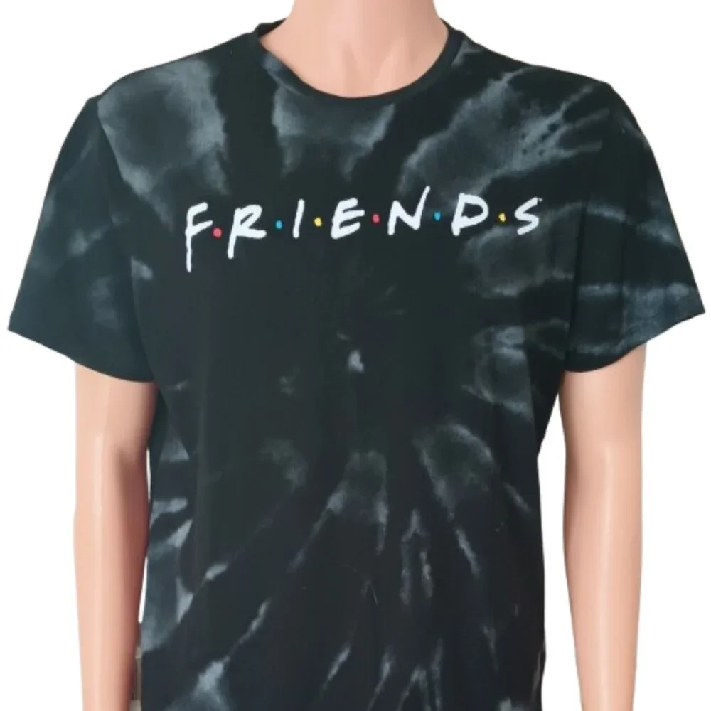 Friends Tie Dye Tee Shirt XL Men's Pull Over Black and White TV Series